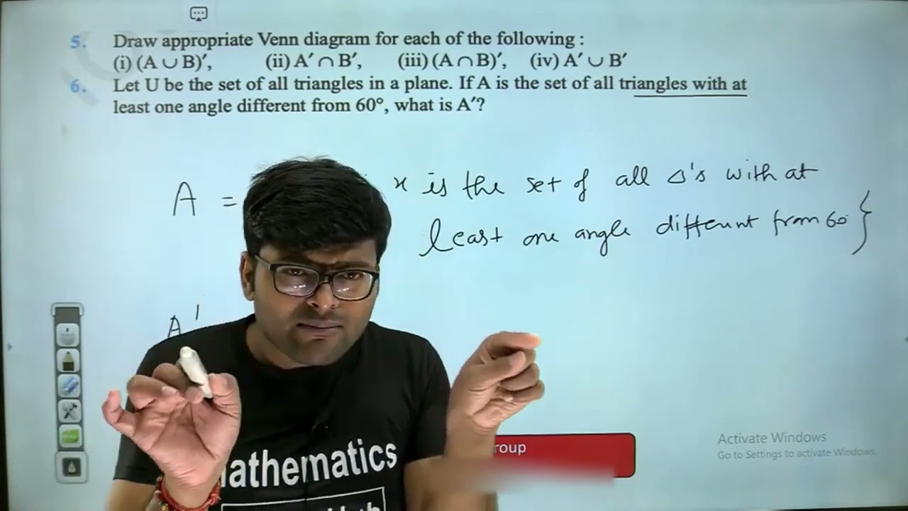 6. Let U be the set of all triangles in a plane. If A is the set of all triangles with at least
