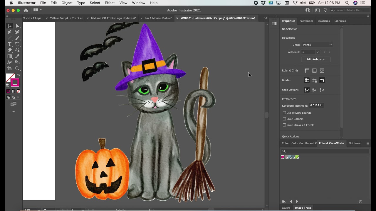 Tracing a PNG File with Illustrator and Adding Cutlines for Roland BN20 Print and Cut Machine