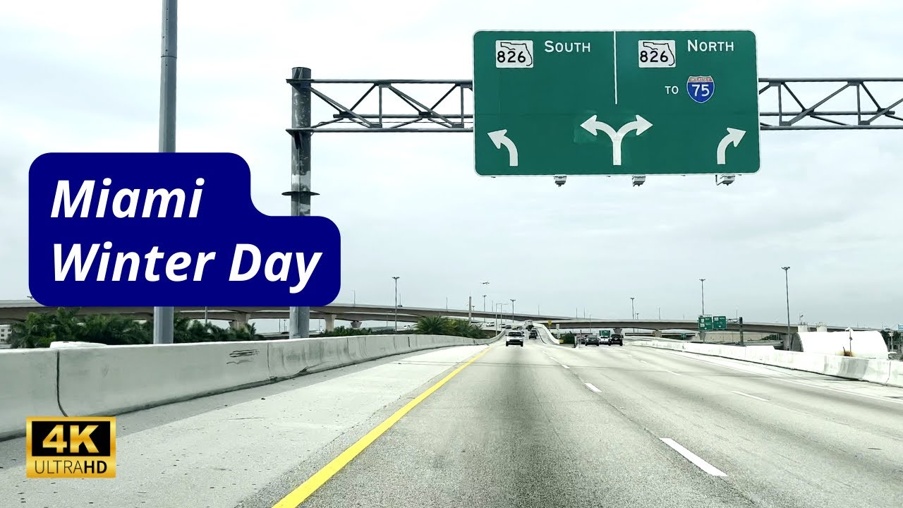 Miami Winter Day Drive | Palmetto - Dolphin Expressway | FL USA [4K]