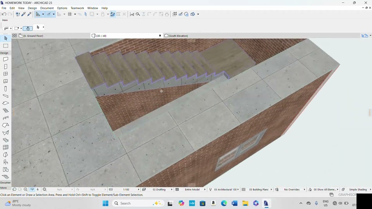 how to place Turning stair with guardrail in Archicad 23