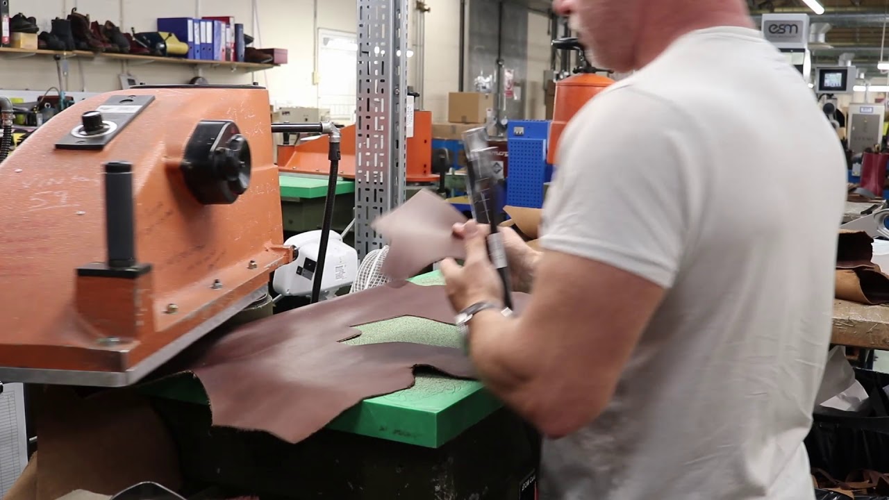 Cutting the leather at Dr Martens Northampton Factory
