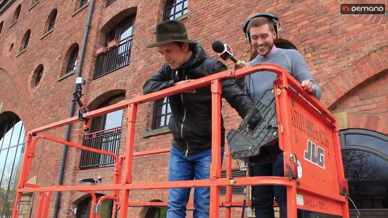 Mark Owen in a scissor lift