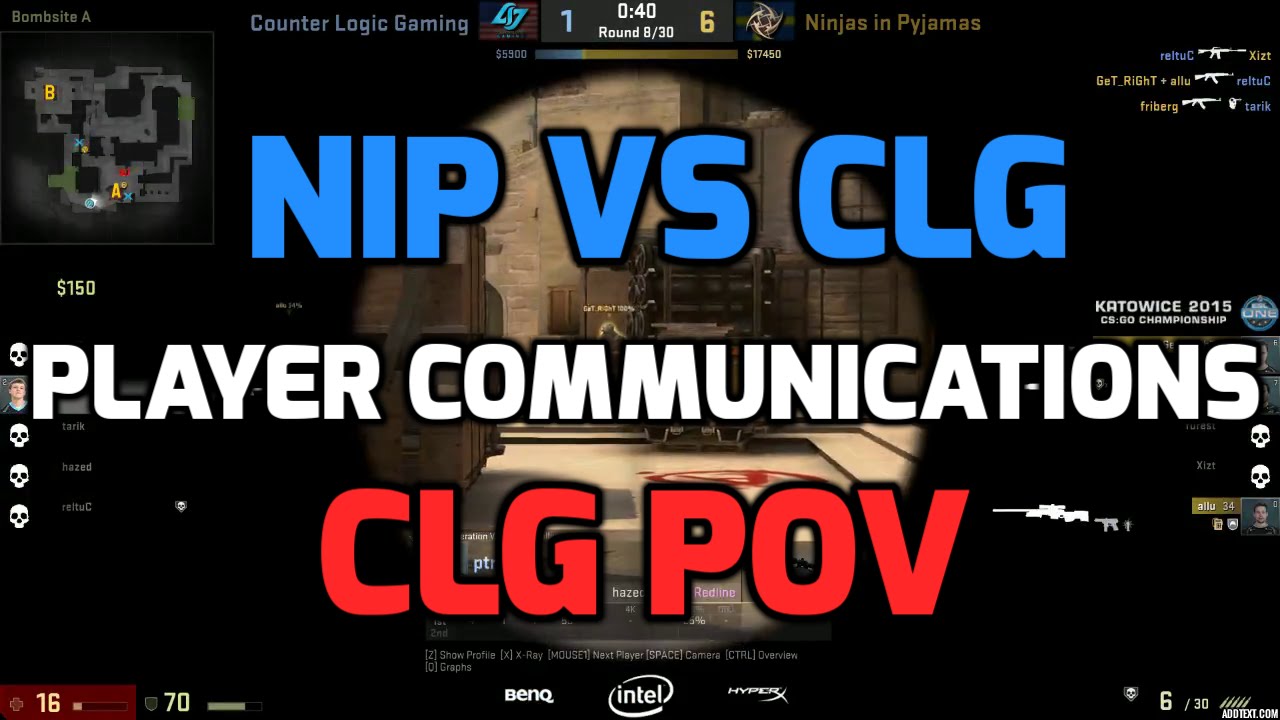 Katowice 2015 - NiP vs CLG with players communications (CLG POV English)