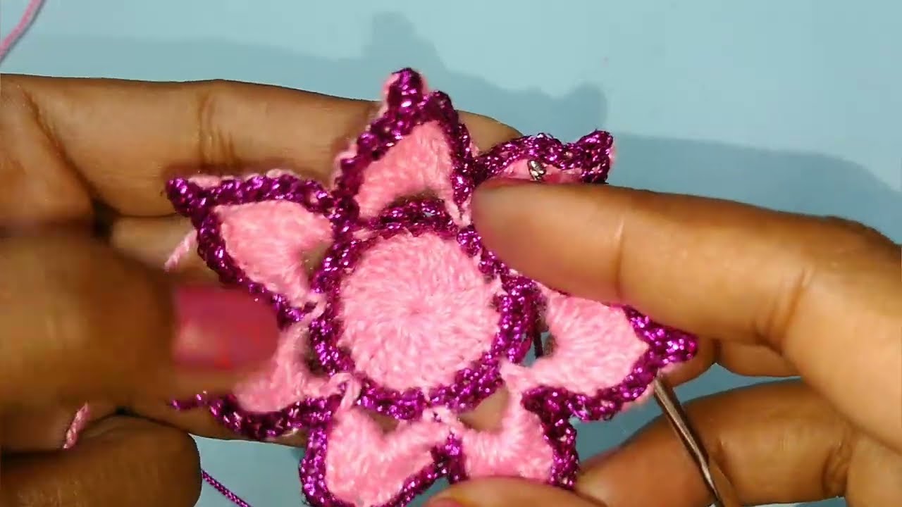Learn Beautiful crochet pattern with zari threads very easy for beginners