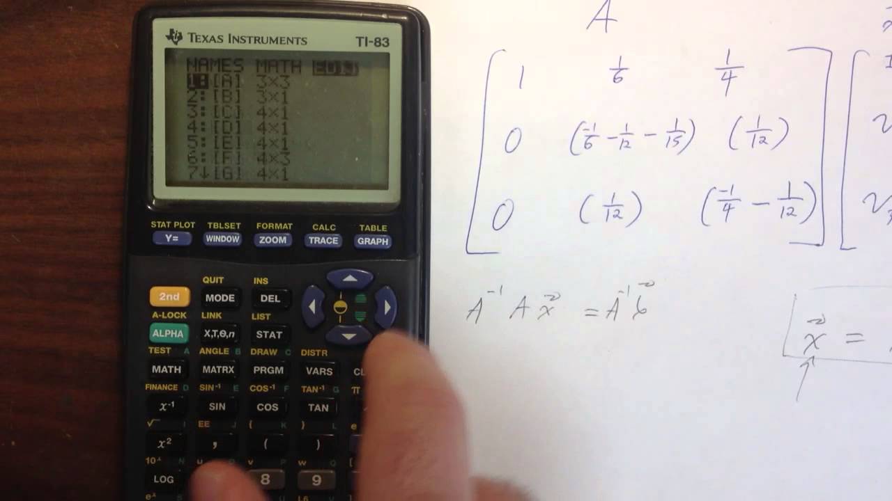 Putting Matrices into Ti-83