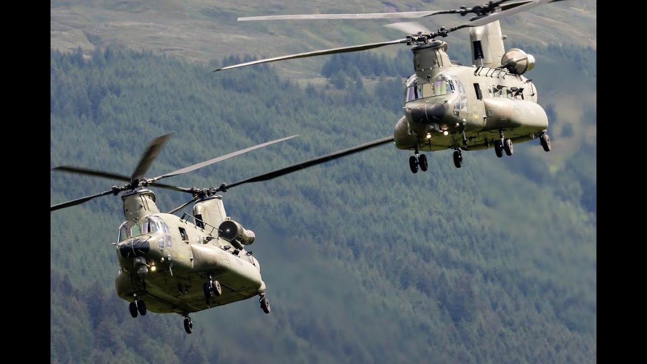 3 RAF Chinooks, callsign Tusker transiting through the Scottish glens enroute to RAF Lossiemouth 4K