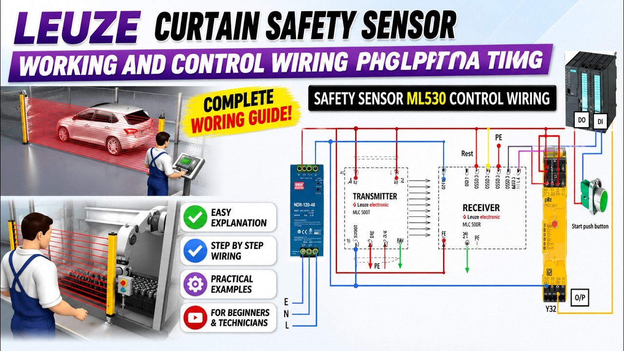 leuze curtain sensor wiring and explanation. #leuze