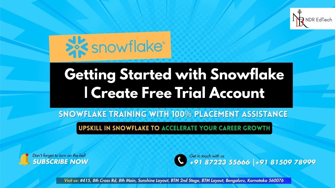 Getting Started with Snowflake | Create Free Trial Account | 🙂 +91-87223 55666 | NDR EdTech
