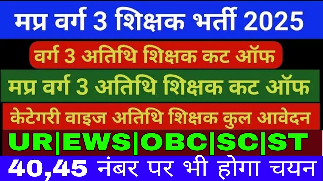 Mptet varg 3 guest teacher cutoff 2025 I मप्र शिक्षक वर्ग 3 अतिथि शिक्षक कट ऑफ 2025 #mptet #cutoff 