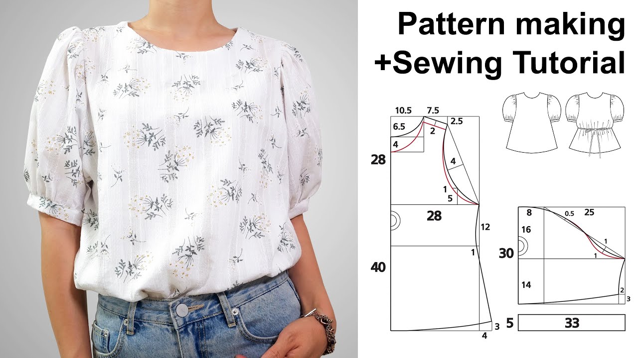 DIY/Puff Sleeve Top Pattern Making/퍼프소매 블라우스 패턴 그리기