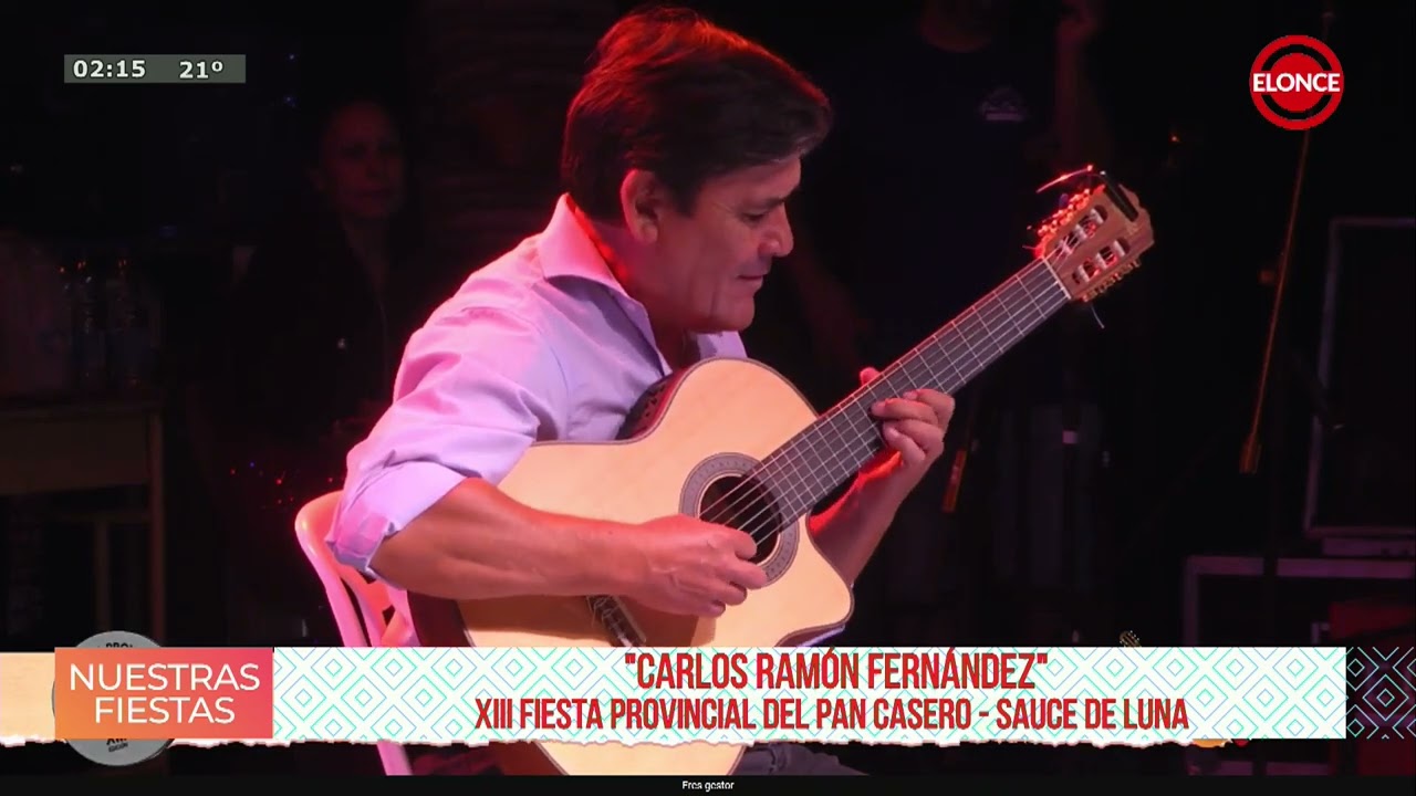 Carlos Ram&oacute;n Fern&aacute;ndez en el escenario de la Fiesta Provincial del Pan Casero en Sauce de Luna