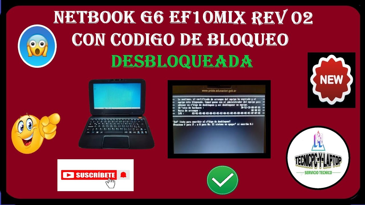 ✔️😎👉parte2- G6 EC EF10MIX REV 02 CON CODIGO DE BLOQUEO VAMOS A VER COMO DESBLOQUEARLA #netbook #pc