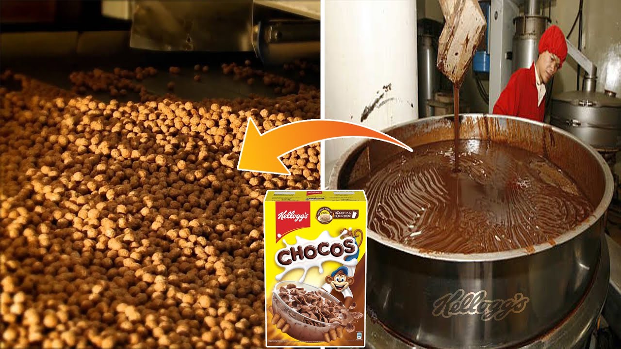 This is how Kellogg's Chocos are made in the factory. Kellogg's Chocos Manufacturing Process In F...