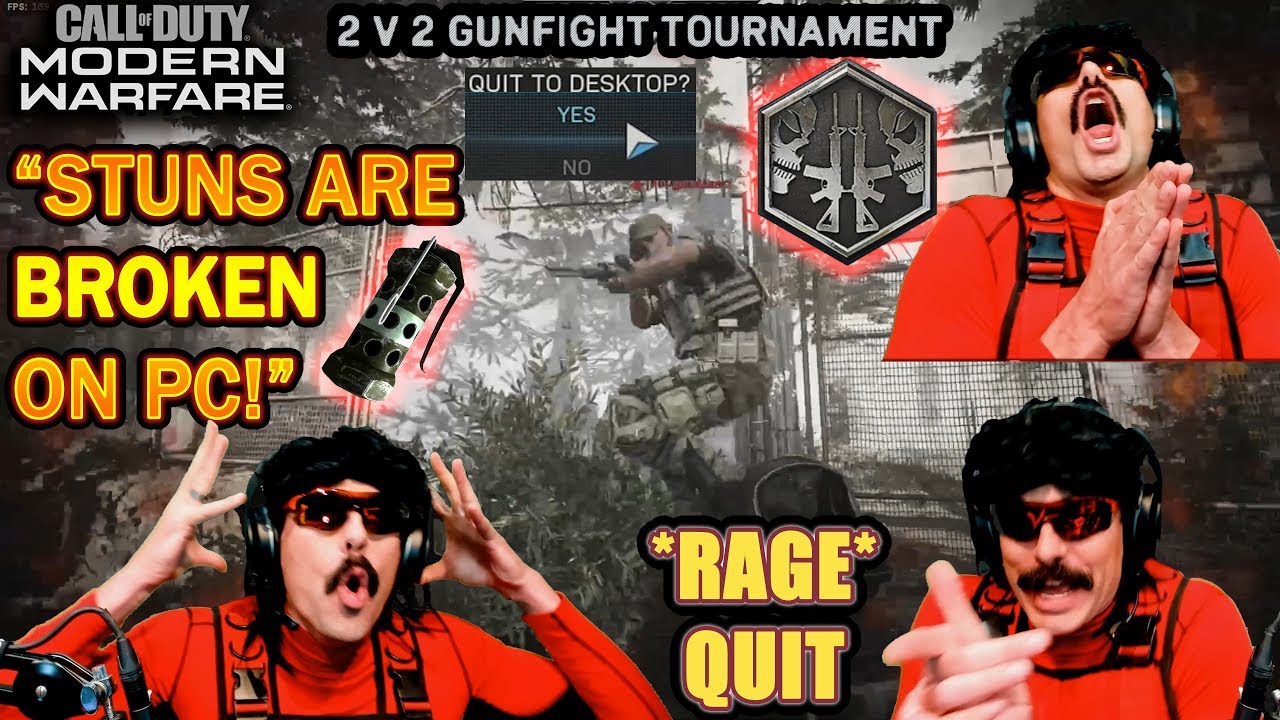 DrDisrespect RAGE QUITS COD'S NEW Gunfight Tournament Mode in RAGE at Stun Nades (BROKEN on PC!)