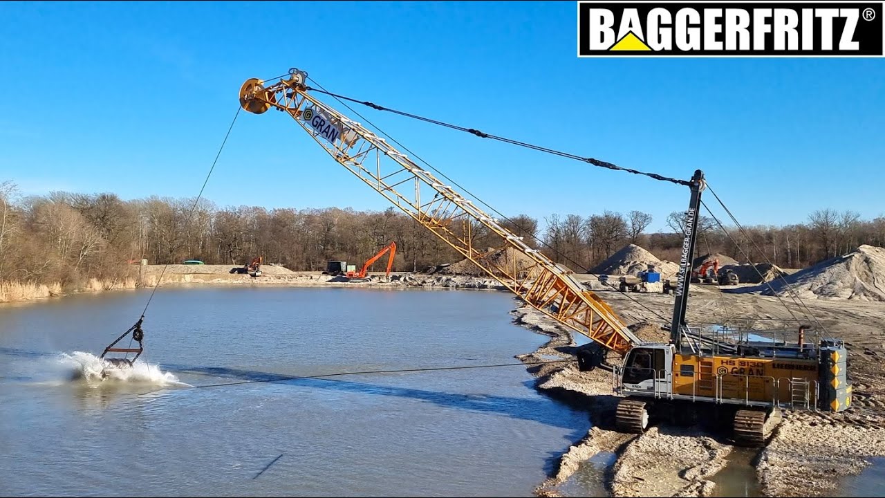 Short clip of Liebherr HS8130 dragline digging gravel