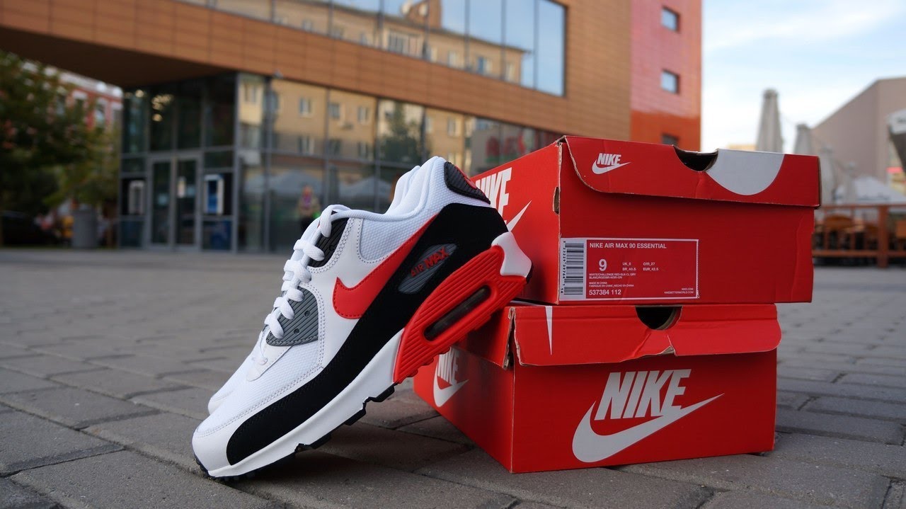 Nike Air Max 90 Essential White Challenge Red Cool Grey