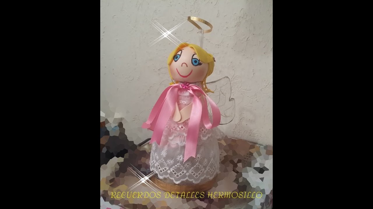 DIY Como Hacer dulcero angelita recuerdo de bautizo con botellas pet
