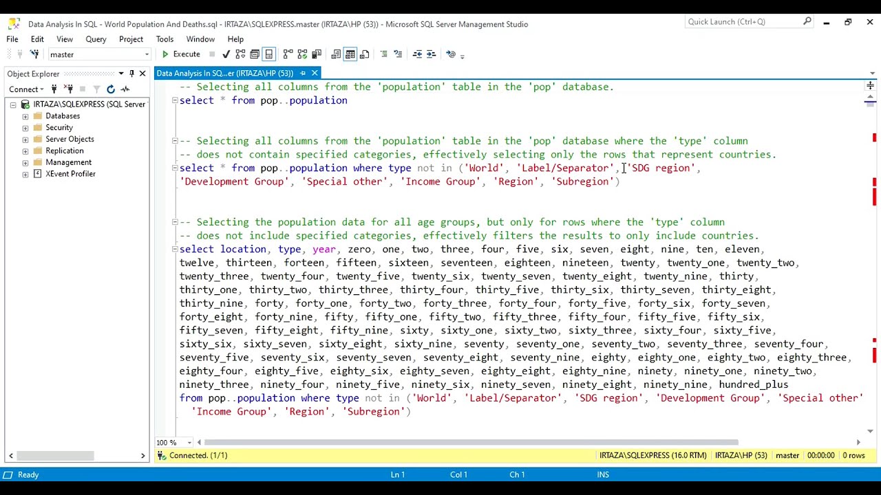 Data Analysis In SQL - World Population & Deaths from 1950-2021 | Data Analysis Projects