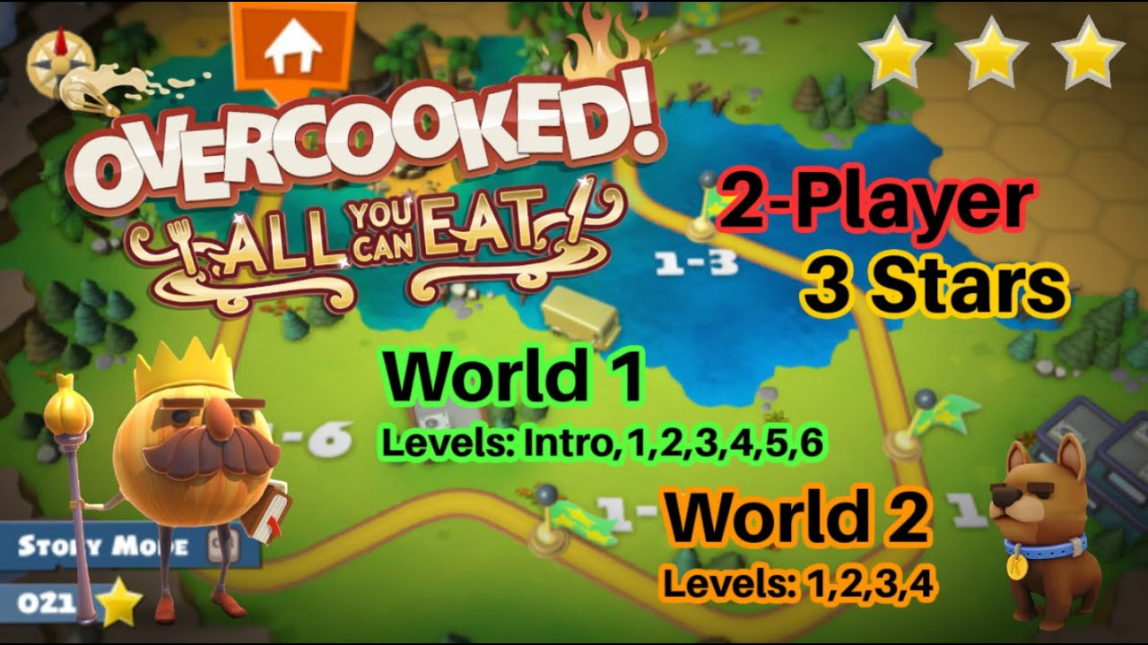 OVERCOOKED! WORLD 1 & 2 [2 PLAYER, 3 STARS]