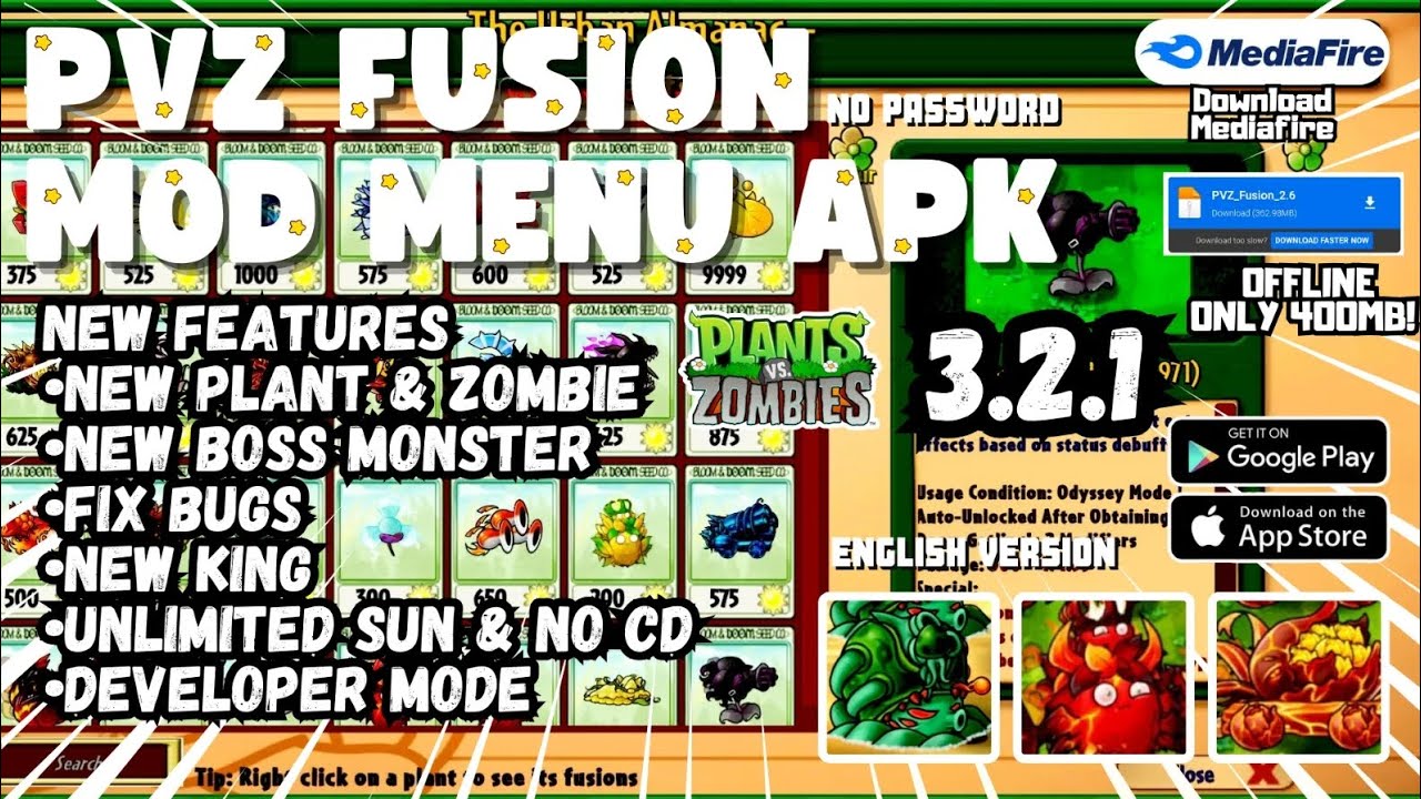 NEW UPDATE 3.3! PVZ FUSION 3.3 MOD MENU ENGLISH VERSION 2026!!!