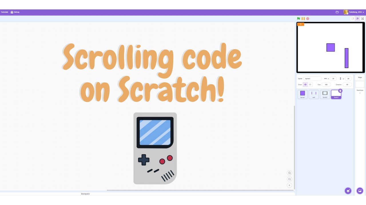 How to make scrolling code in Scratch (Part 2 of Collision code)