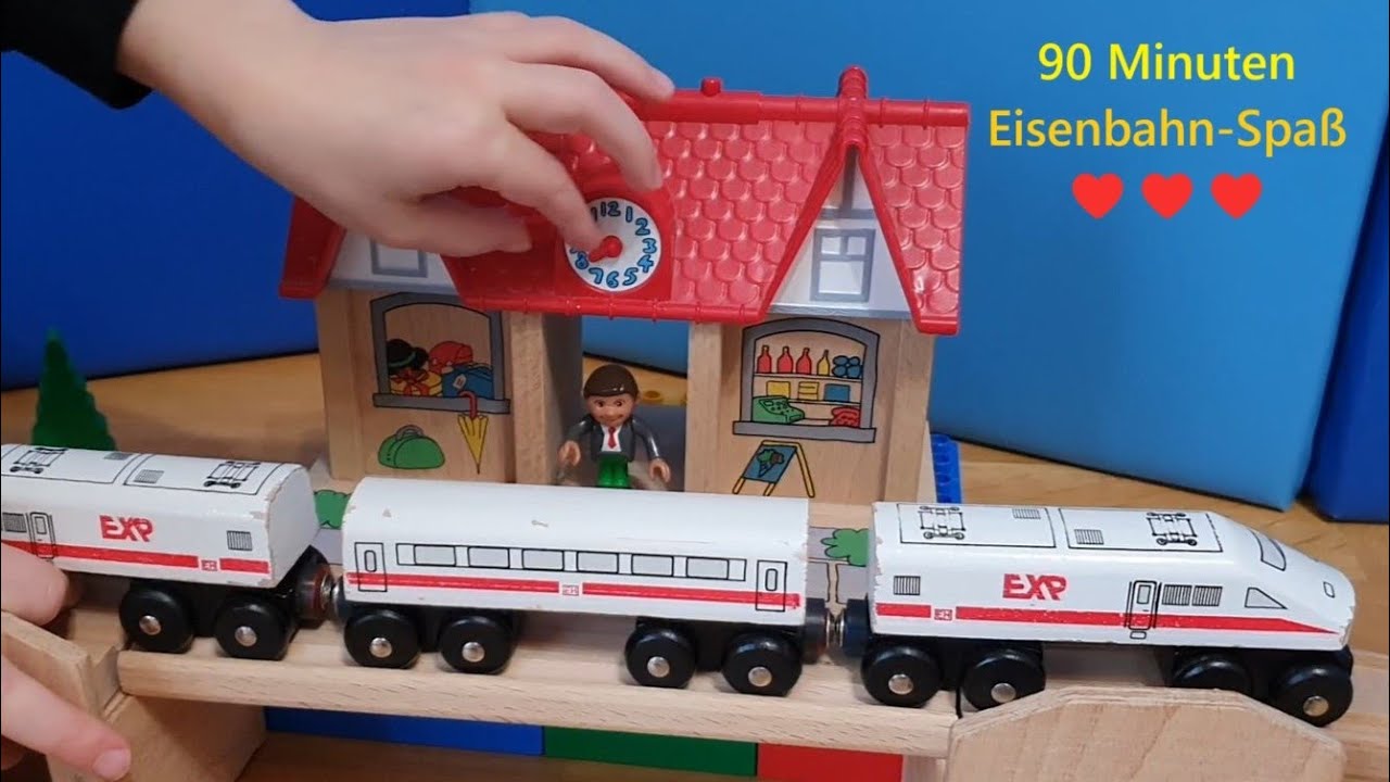 Holzeisenbahn mit Autos, Bahnübergang, Schranke u.v.m.! 🚂😍Spielzeug, Züge und Fahrzeuge aus Holz
