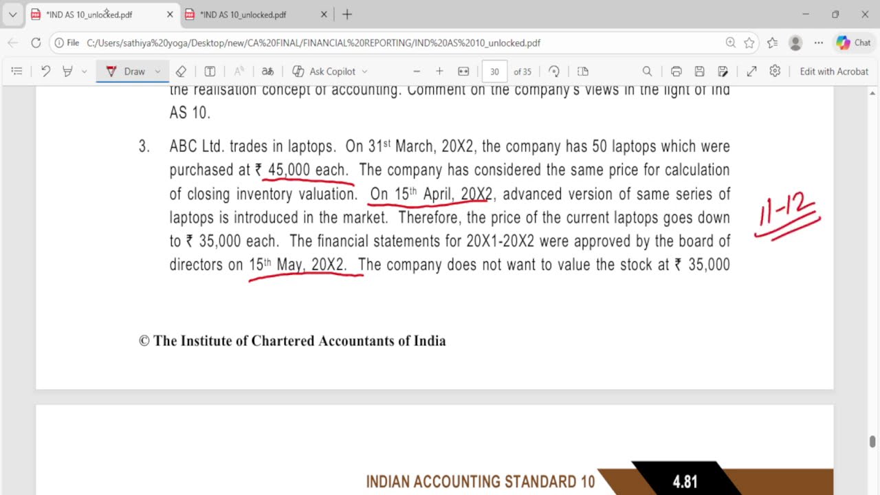 5. IND AS 10 – Events After the Reporting Period  - TAMIL CA CMA   CA MATERIAL BOOK Q NO  1 TO 5