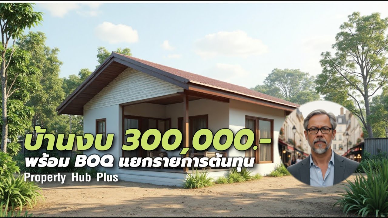 บ้านจั่วชั้นเดียว งบประมาณ 300,000 บาท | BOQ แยกรายการต้นทุน สร้างได้จริง