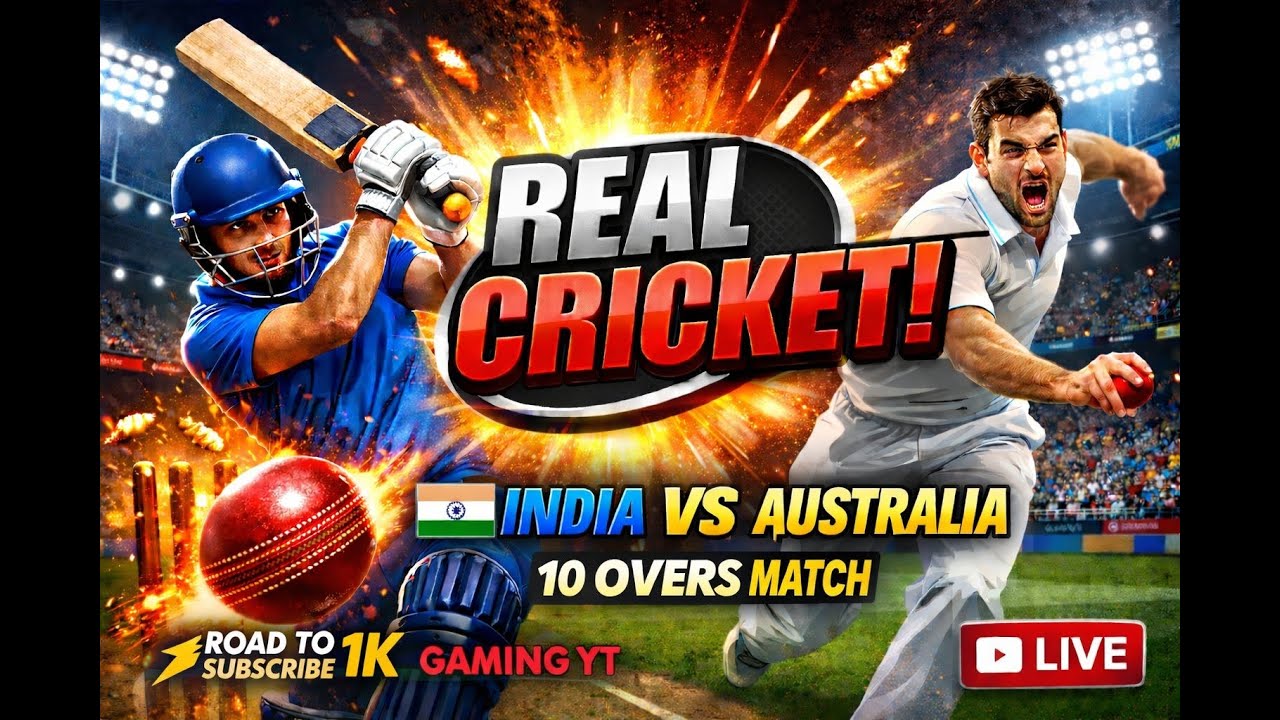 🔥 INDIA vs AUSTRALIA | 10 Overs Match Live | Road to 1kSubscribe #live #gaming@real cricket