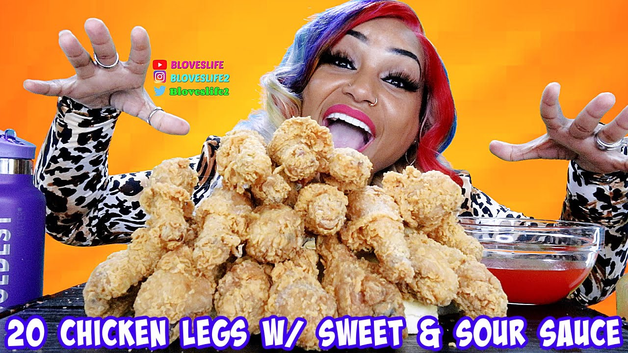 20 CHICKEN LEGS AND SWEET & SOUR SAUCE MUKBANG