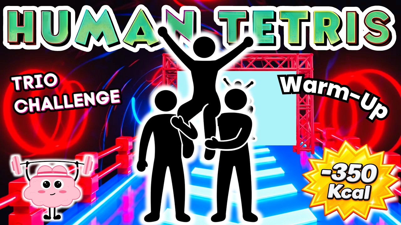 HUMAN TETRIS x 3 PLAYERS ⚡ | Interactive Reaction Game | Full Body Workout