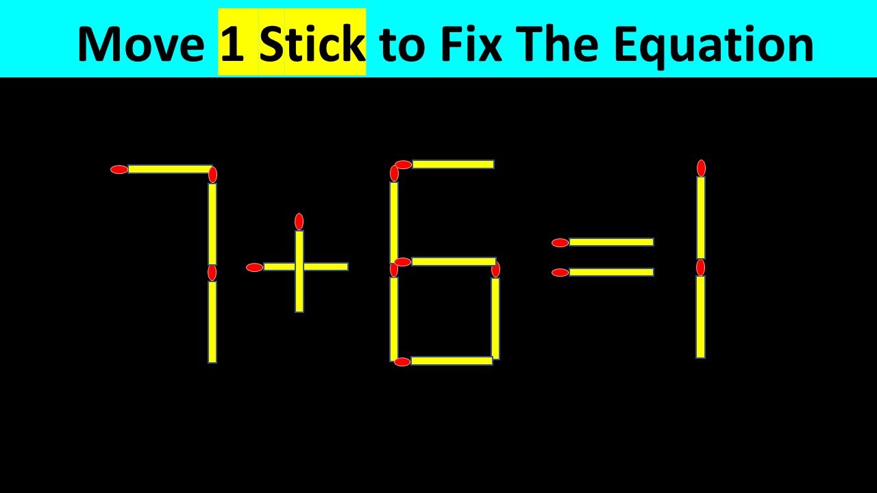 Matchstick Puzzle - Move Stick To Fix The Equation #matchstickpuzzle  #matchstickriddles #iqtest