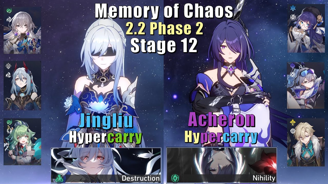 E0 Jingliu Hyper & E0 Acheron Hyper | New Memory of Chaos 12 | 2.2.2 3 Stars | Honkai: Star Rail