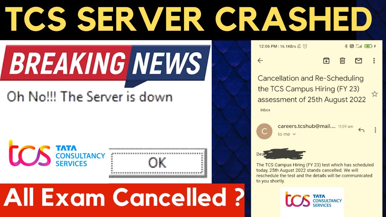 TCS Server Crashed | TCS NQT Exam Cancelled ? | TCS NQT Exam Rescheduled