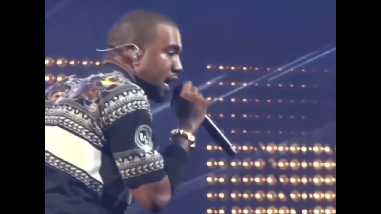 Compilation of Kanye West running across the stage during a 