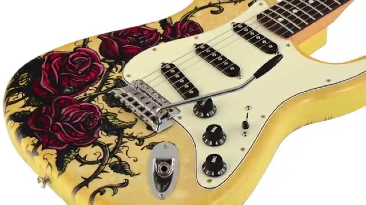 Quick Cut || Rose Tattoo Fender Stratocaster Guitar Painting 💀🎸 || David Lozeau
