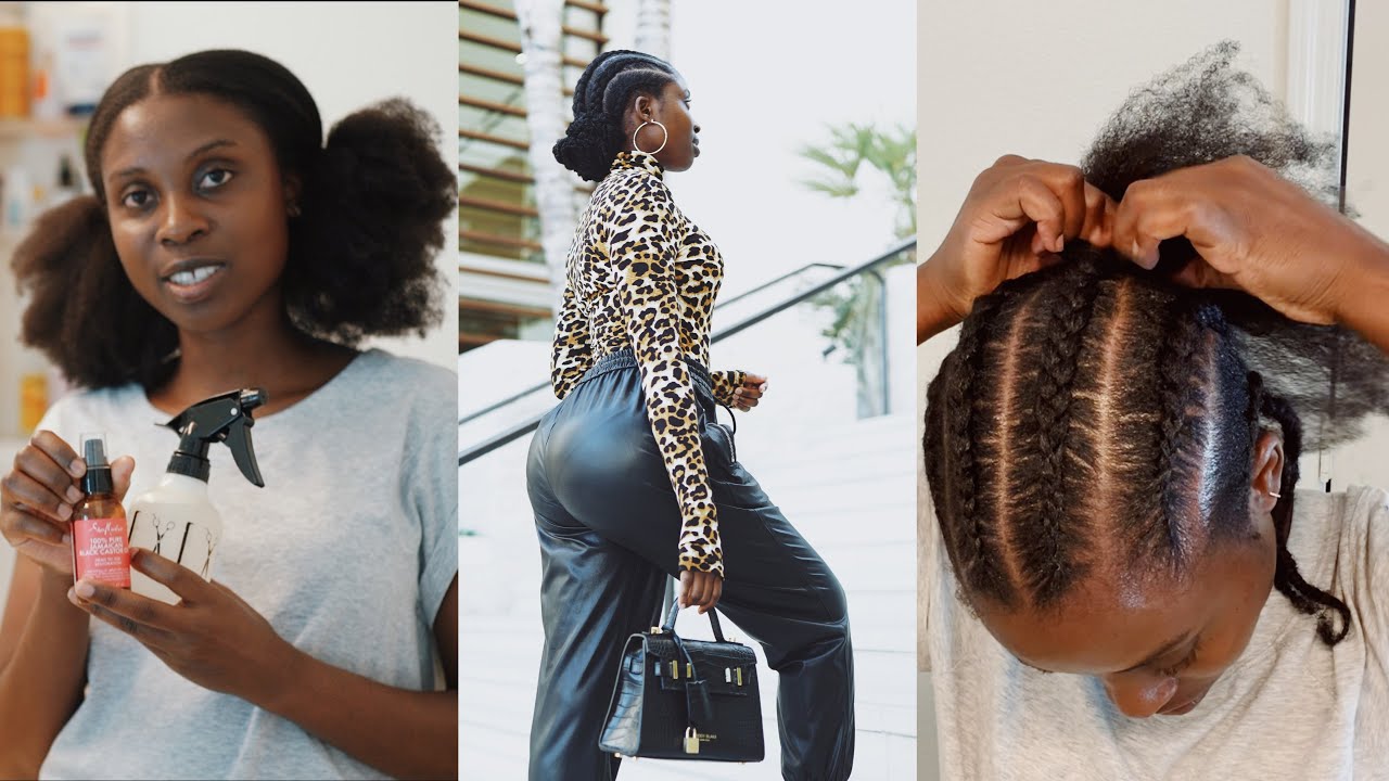 WHAT I USE TO GROW MY NATURAL 4C HAIR +  WATCH ME CORNROW MY OWN HAIR