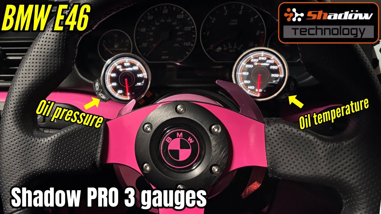 BMW e46 oil temp and oil pressure gauge install and review - shadow pro 3 performance racecar gauges