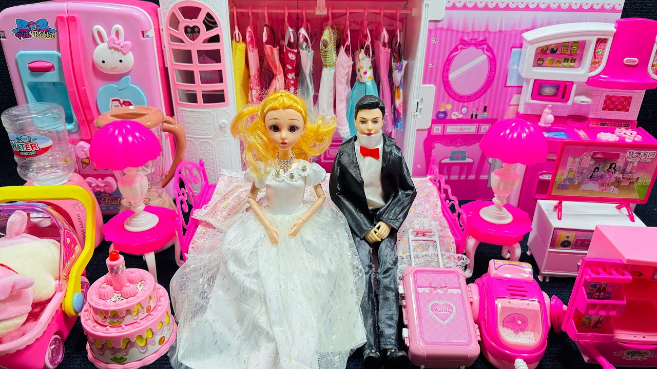 9 Minutes Satisfying with Unboxing Barbie Princess Bedroom Dress Up Playset ASMR｜Review Toys
