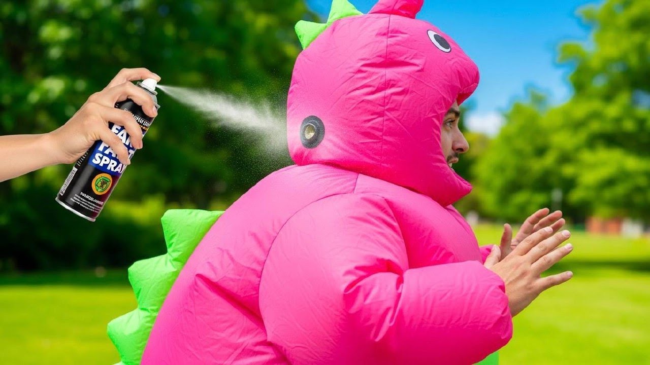 Fart Spray In Inflatable Costumes 😂😂| Try Not To Laugh Challenge