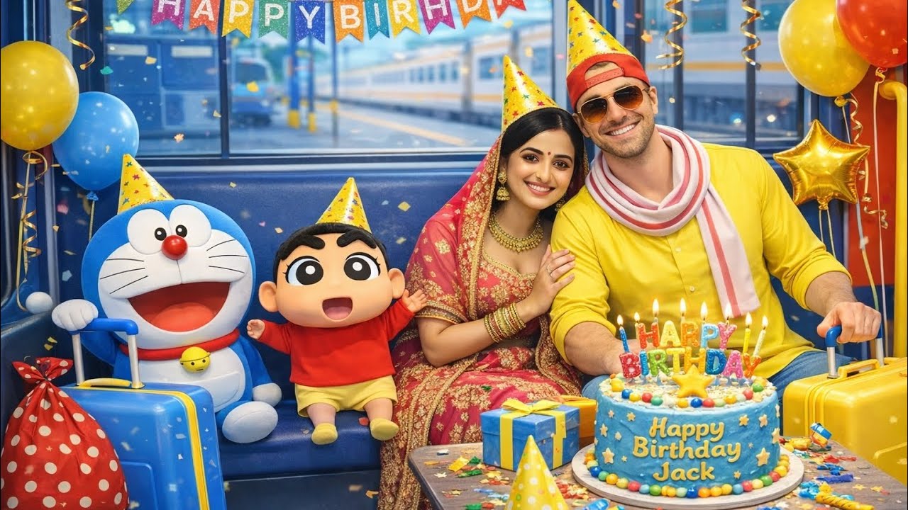 🚉 Jack Apne Girlfriend 🎉 Birthday Party In Train 😱🎂| Doraemon & Shinchan Surprise | Jack Special Day
