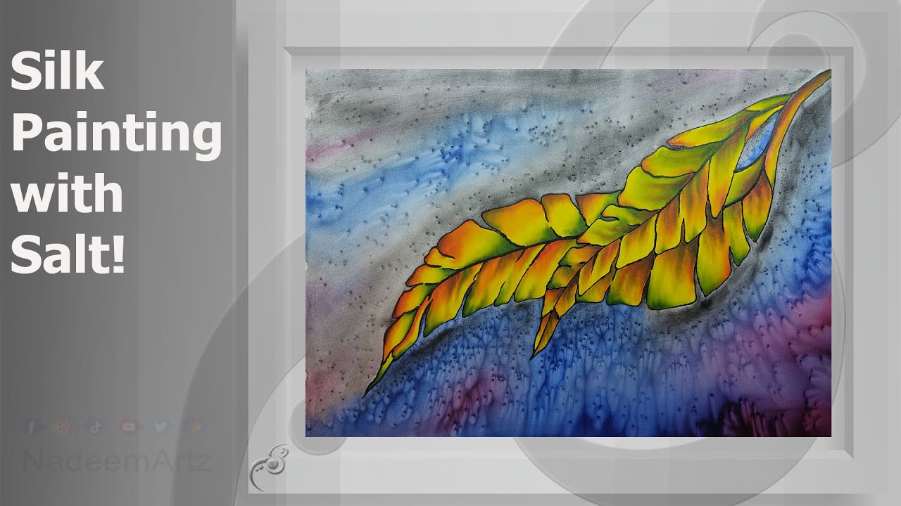 Silk painting | Textile Techniques | Hand Painting | Leaves Drawing & Shading, Silk paint Lesson -3