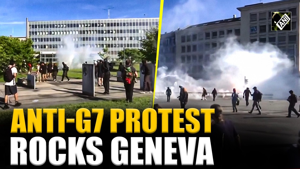 Chaos erupts as Swiss police fire tear gas after anti-G7 protesters target UN building in Geneva