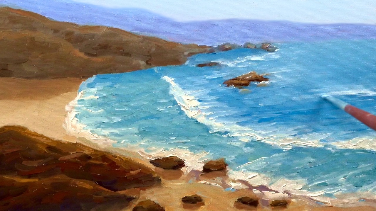 Einfache Meertechnik | Acryl , Öl  | Meer malen vom Anfänger zum Profi Nr. 11