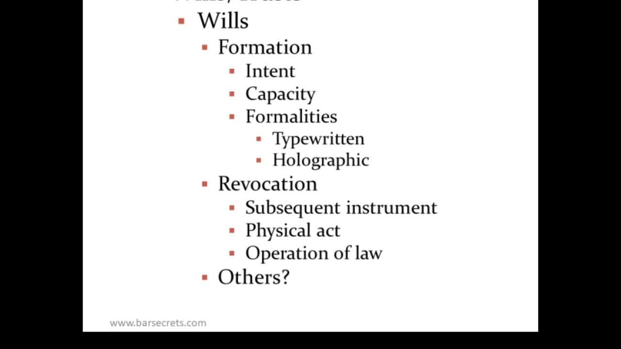 Webinar on an essay approach to wills for bar exams