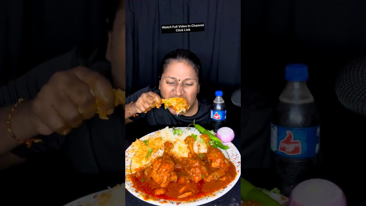 Watch Full Video in Channel | Village Chicken Curry Basmati Rice Eating Challenge | Short 1670