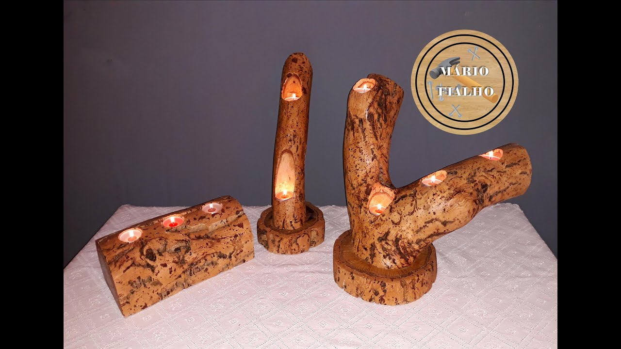 Suportes rústicos para velas