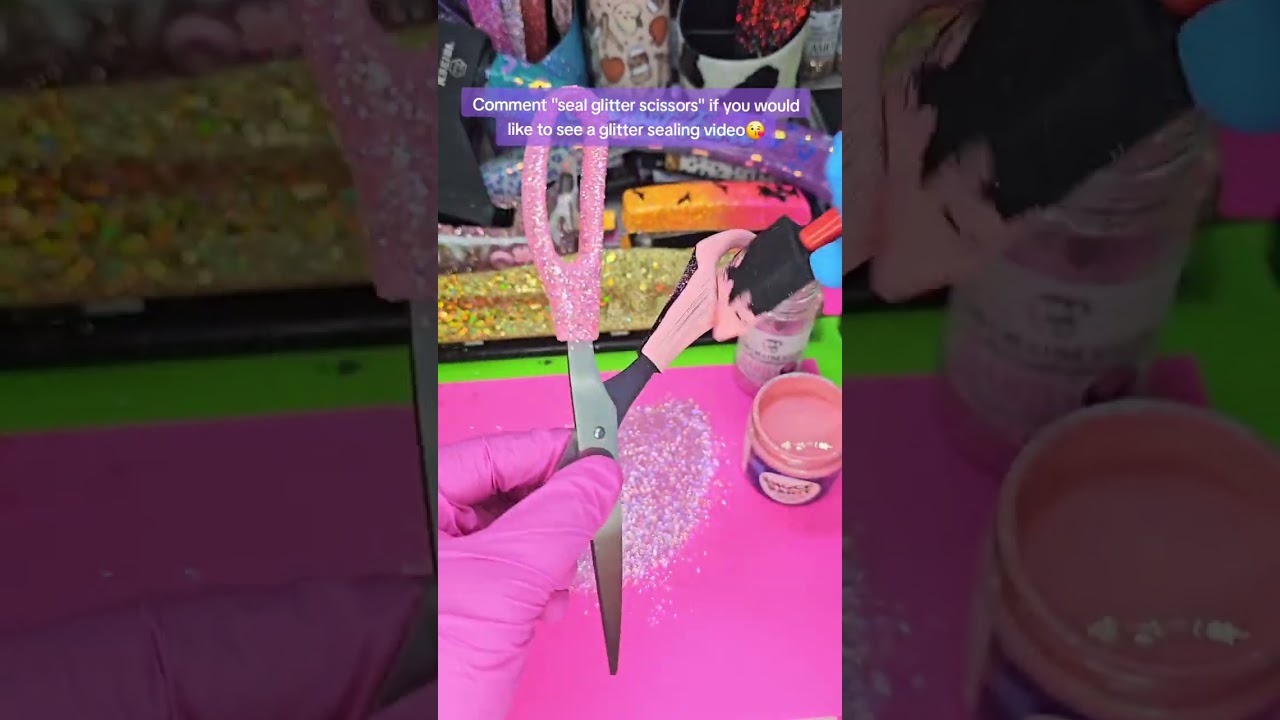 Part 1: Glittering a Light Pink Office Set ✨️🥰💕 #glitter #scissors #glitterscissors #handmade