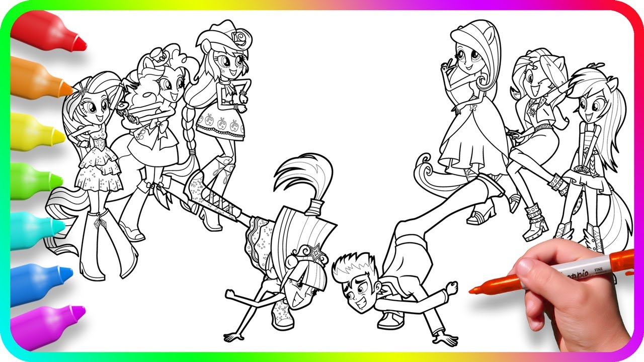 Coloring Pages EQUESTRIA GIRLS - Twilight Dance | How to color My Little Pony. Easy Drawing Tutorial
