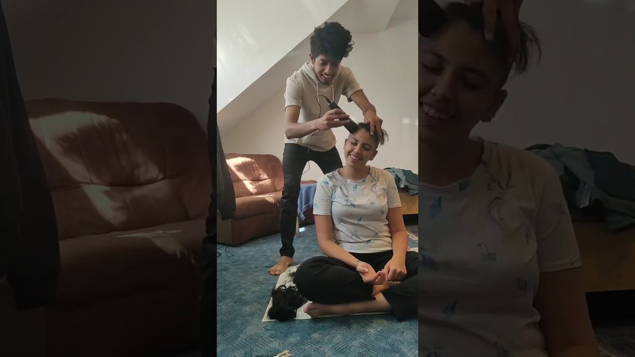 Girl Headshave In Home